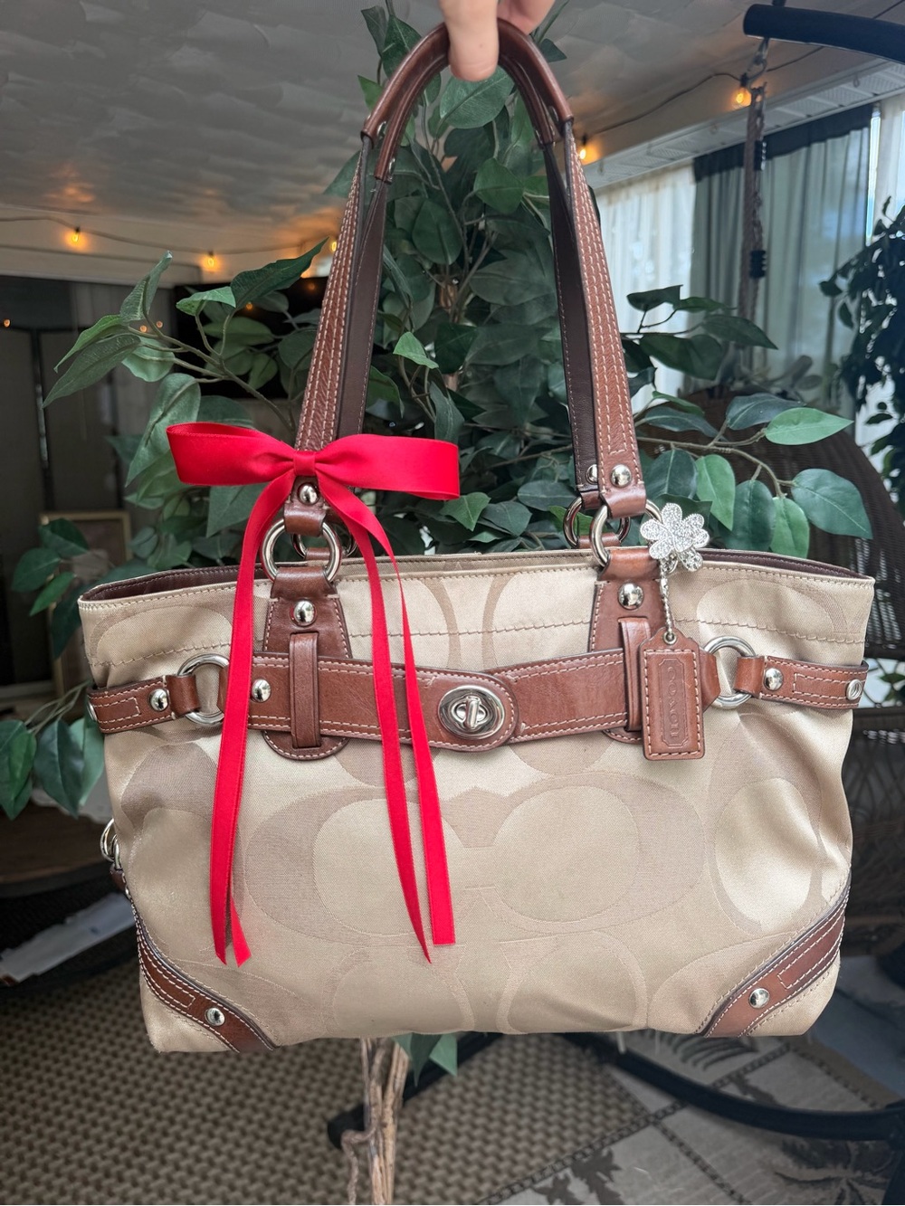 Coach Carly Signature Canvas Shoulder Bag